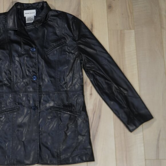 Vintage Black Faux Leather Jacket - Size Medium - Picture 7 of 7